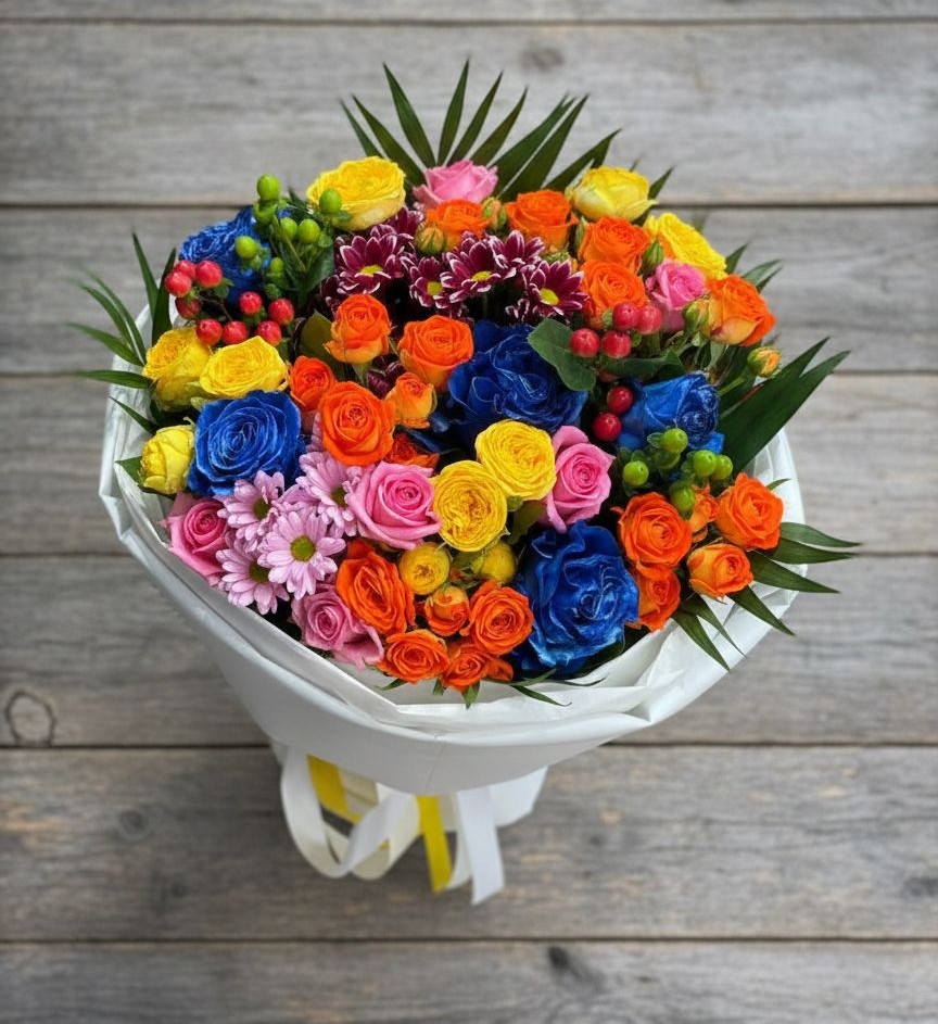 Букет цветов из: Розы и Хризантемы в Бжедуховской