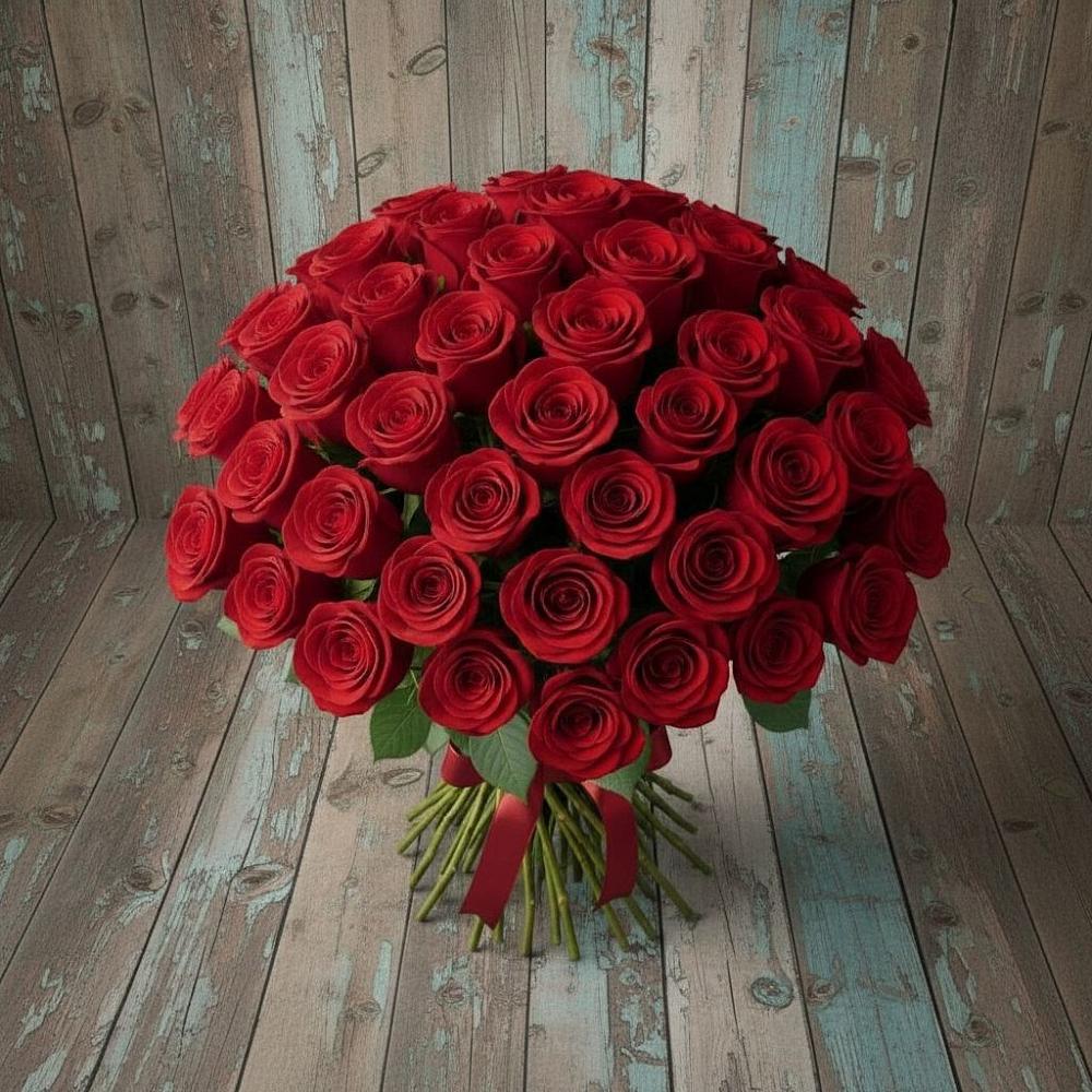Букет 55 Красных роз Фридом в Бжедуховской