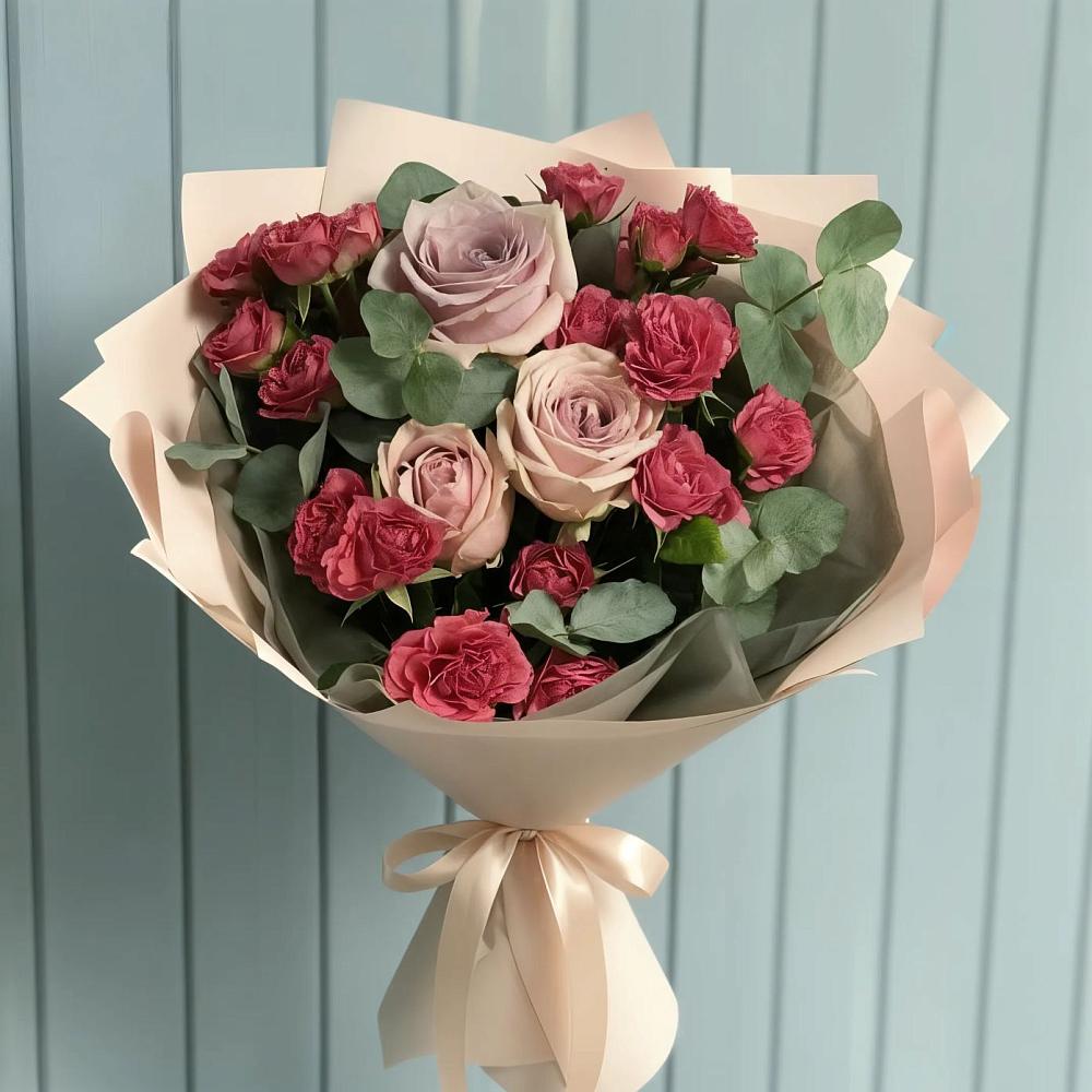 Букет цветов из: Гвоздики и Розы в Бжедуховской