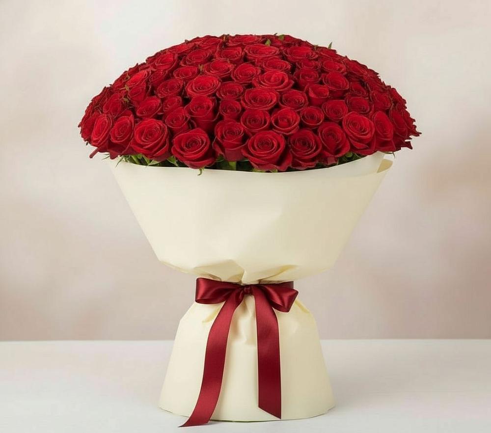 Букет 101 Красная роза Милано в Бжедуховской