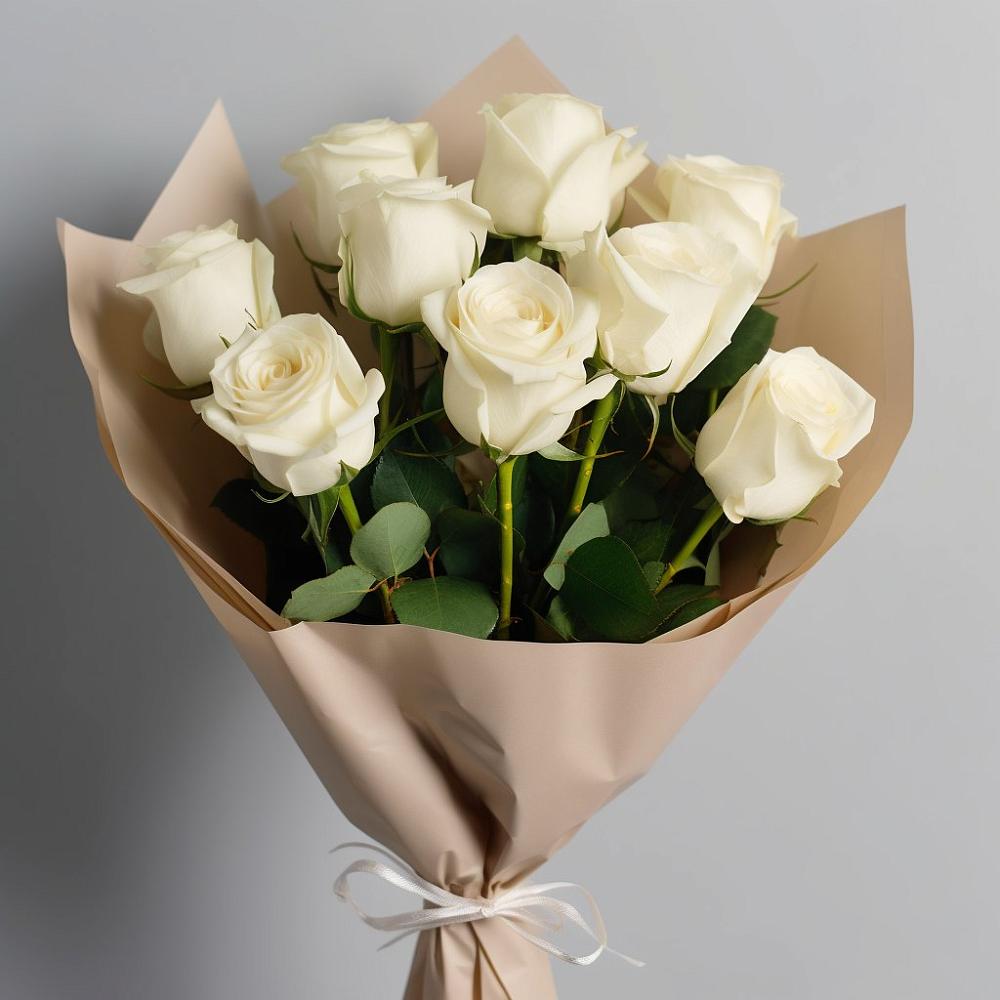 Букет 9 Белых роз Эдлесс Лав в Бжедуховской