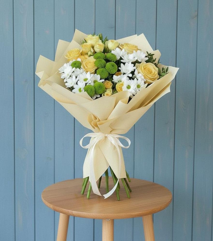 Букет цветов из: Хризантемы и Розы в Бжедуховской