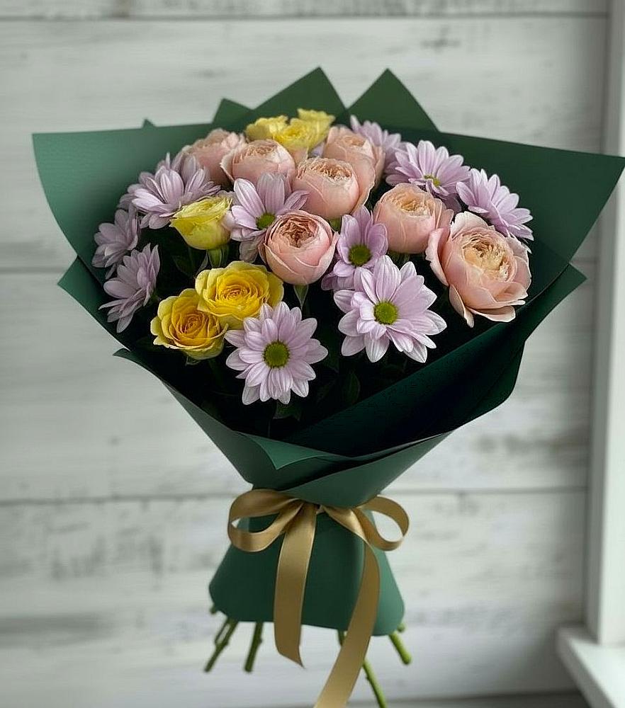 Букет цветов из: Хризантемы и Розы в Бжедуховской