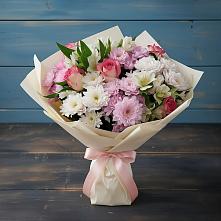 Букет цветов из:  Хризантемы, Альстромерии и Розы в Бжедуховской