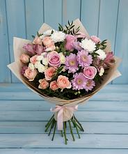 Букет цветов из:  Хризантемы, Розы и Альстромерии #REPLACE_PRED# Бжедуховской