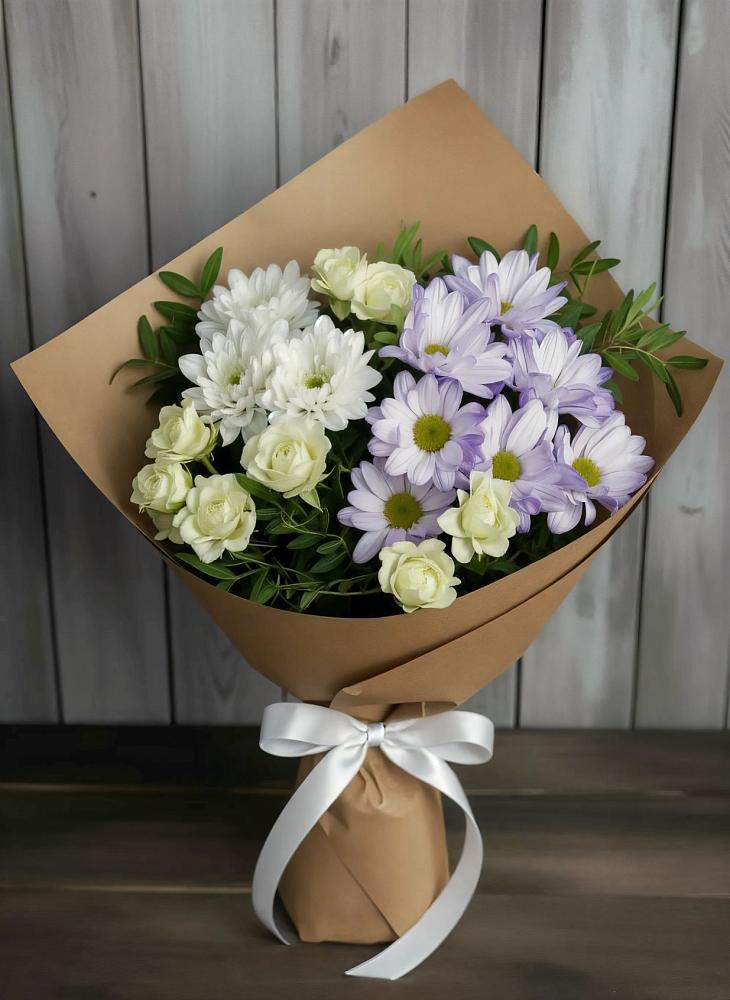 Букет цветов из: Хризантемы и Розы в Бжедуховской